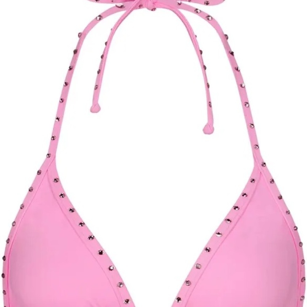 SKIMS Pink rhinestone Triangle Bikini Top Kim Kardashian Medium